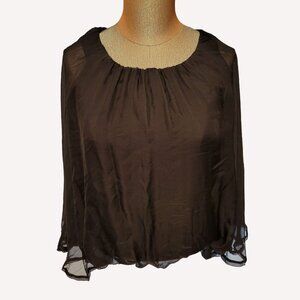 Boho Whimsical Luna Luz Sz M Sheer Sleeve Bell Sleeve Tunic Tank Blouse